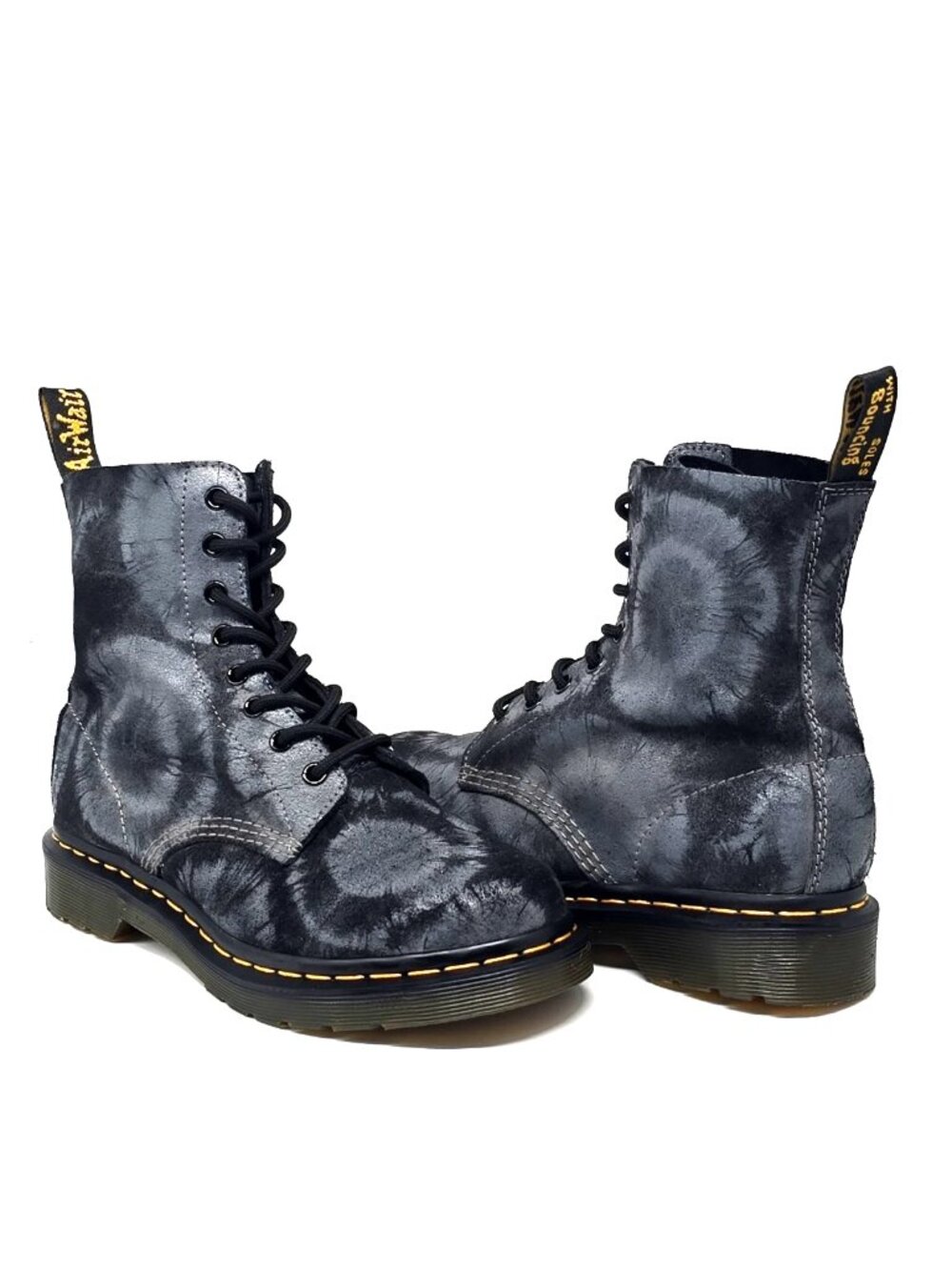 Dr. Martens Tie Dye Leather Pascal Black Grey Classic Women's Size US 8 EU 39